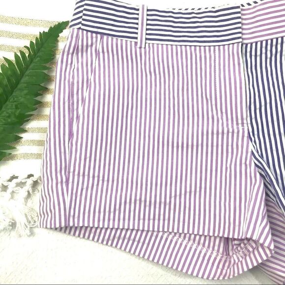 J. Crew Navy and Purple Contrast Pinstripe Shorts - Picture 2 of 9